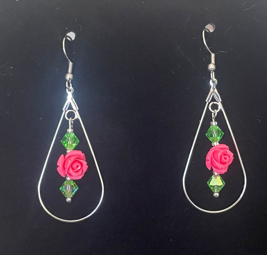 Pink Rose Earrings