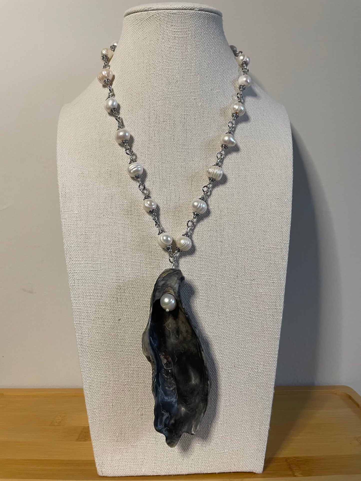 Seashell and freshwater pearl necklace