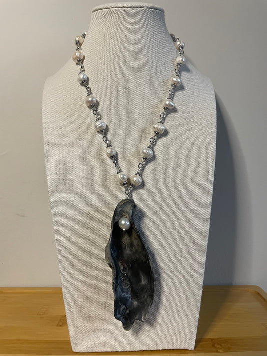 Seashell and freshwater pearl necklace